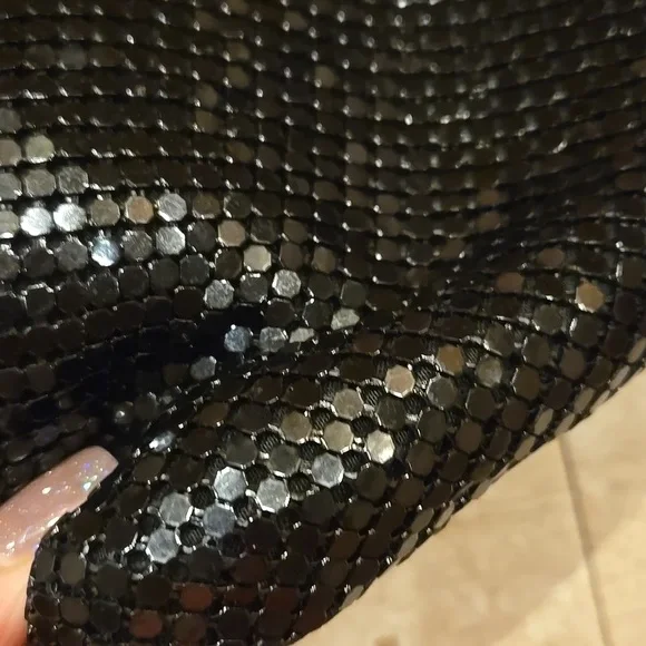 Whiting and Davis International Black Sequin Mesh Evening bag/Zipper Clutch - Picture 9 of 9